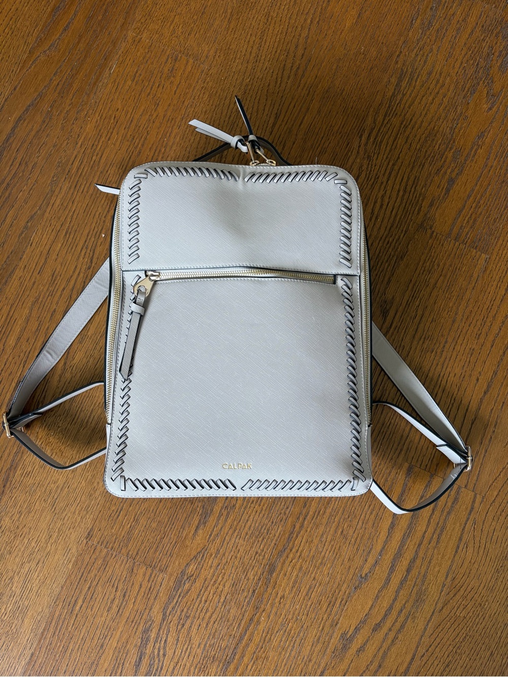 Calpak Pale Gray Leather Convertible Backpack